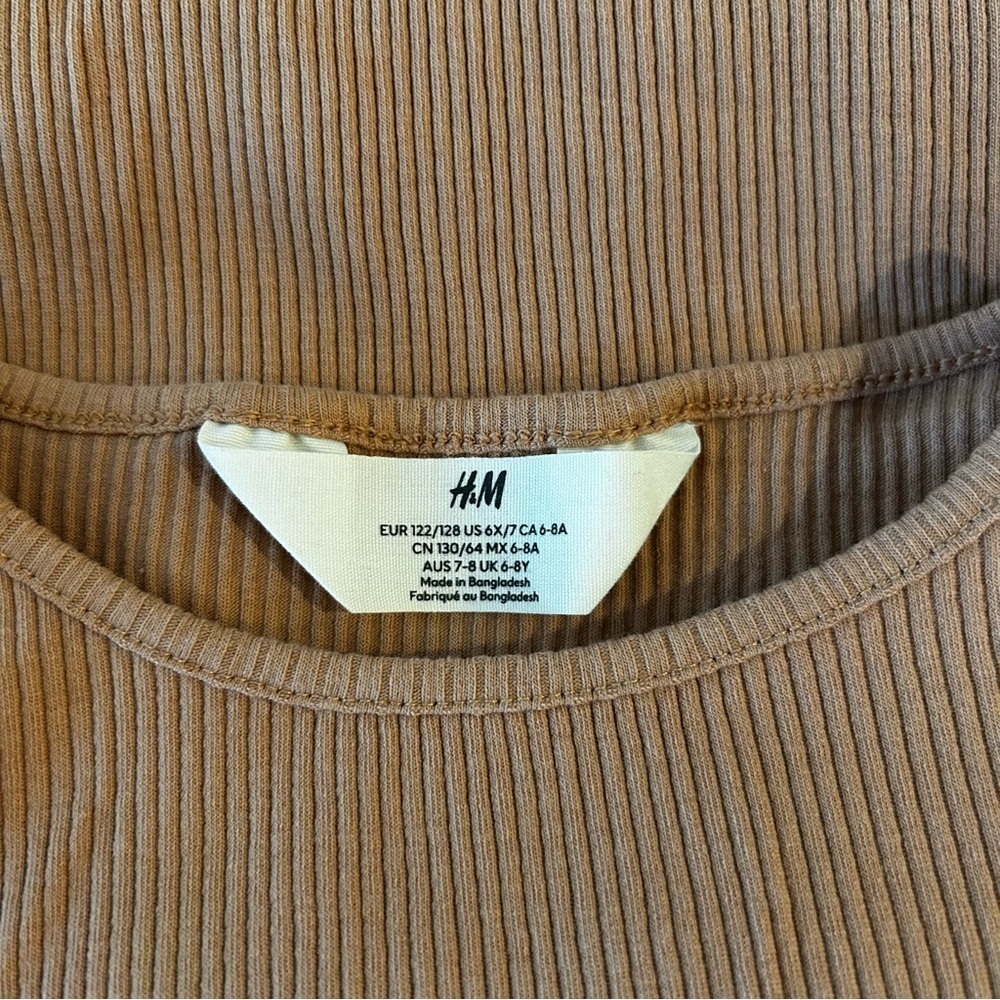 H&M Girls Ruffle Detail Ribbed Long Sleeve Top - Picture 5 of 9